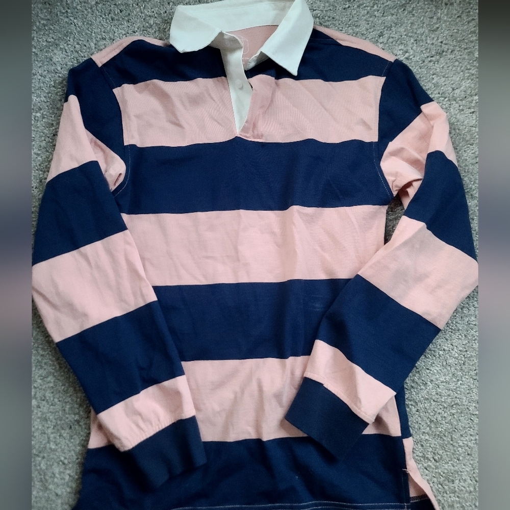 Original Use Pink and Navy Striped Shirt